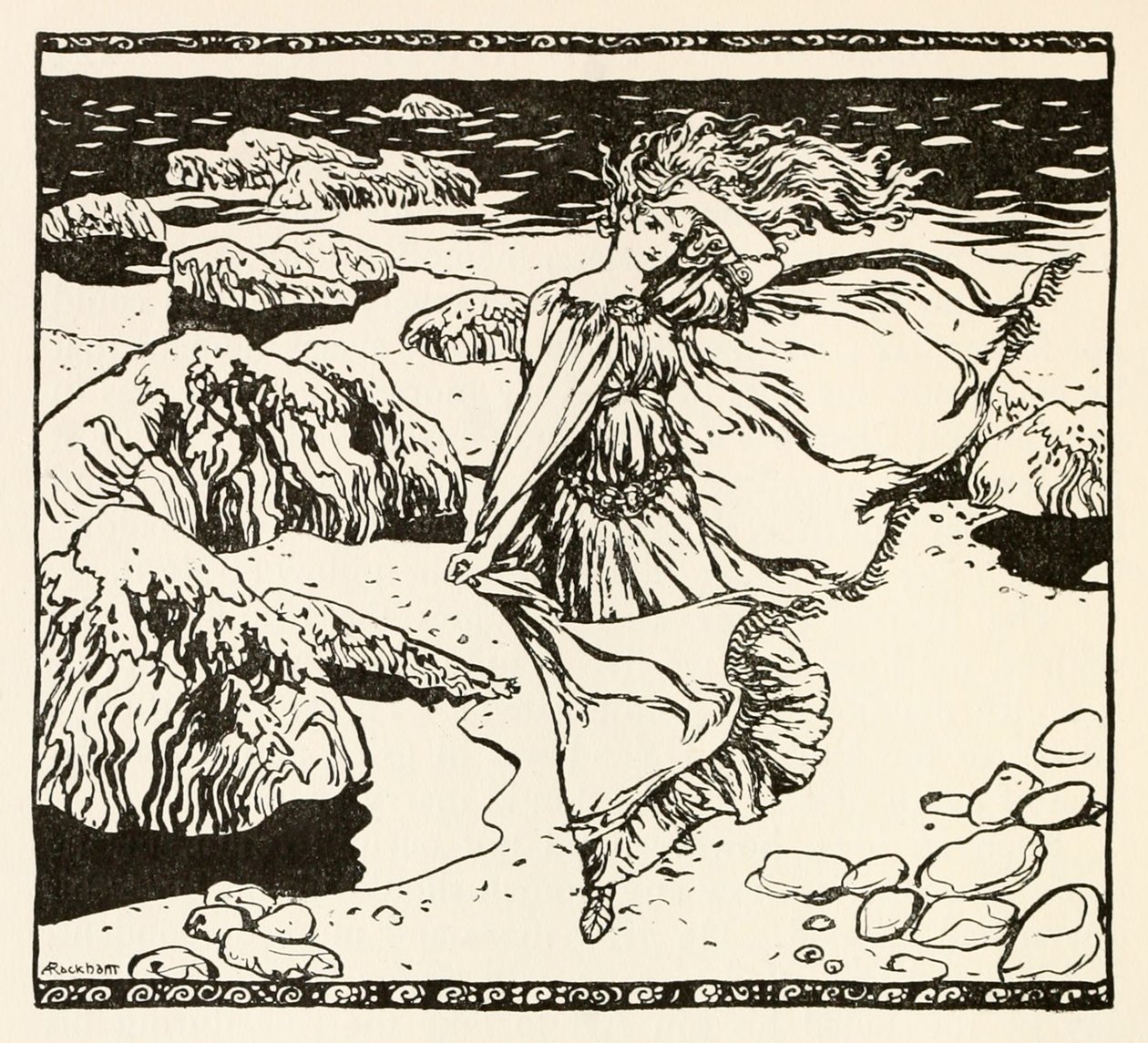 Becuma fra Becuma of the White Skin i Irish Fairy Tales av Arthur Rackham