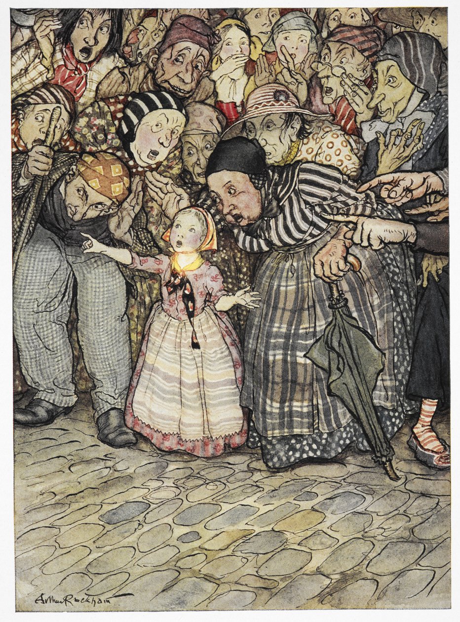 "Men han har ingenting på seg", sa et lite barn. Fargeillustrasjon til historien, 