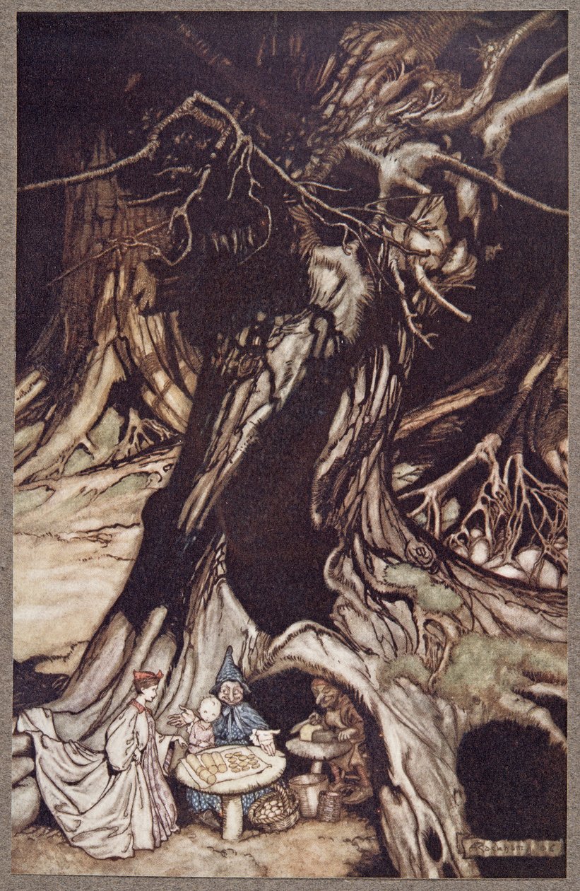 Smør er hentet fra røttene til gamle trær, fra Peter Pan i Kensington Gardens av J M Barrie (1860 - 1937), pub. 1906 av Arthur Rackham