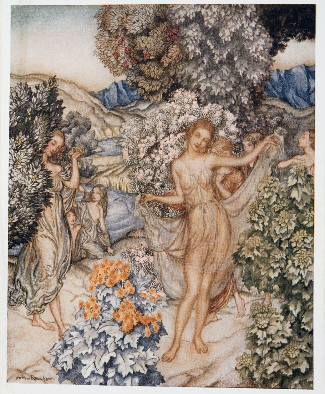 Kom, temperer nymfer, og hjelp til å feire en kontrakt om ekte kjærlighet, illustrasjon fra William Shakespeares The Tempest, pub. 1926 av Arthur Rackham