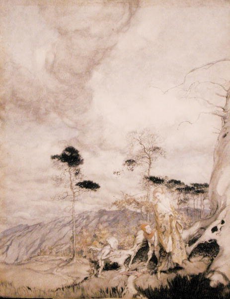Fairy Egg Vendors (akvarell med penn og blekk på papir) av Arthur Rackham