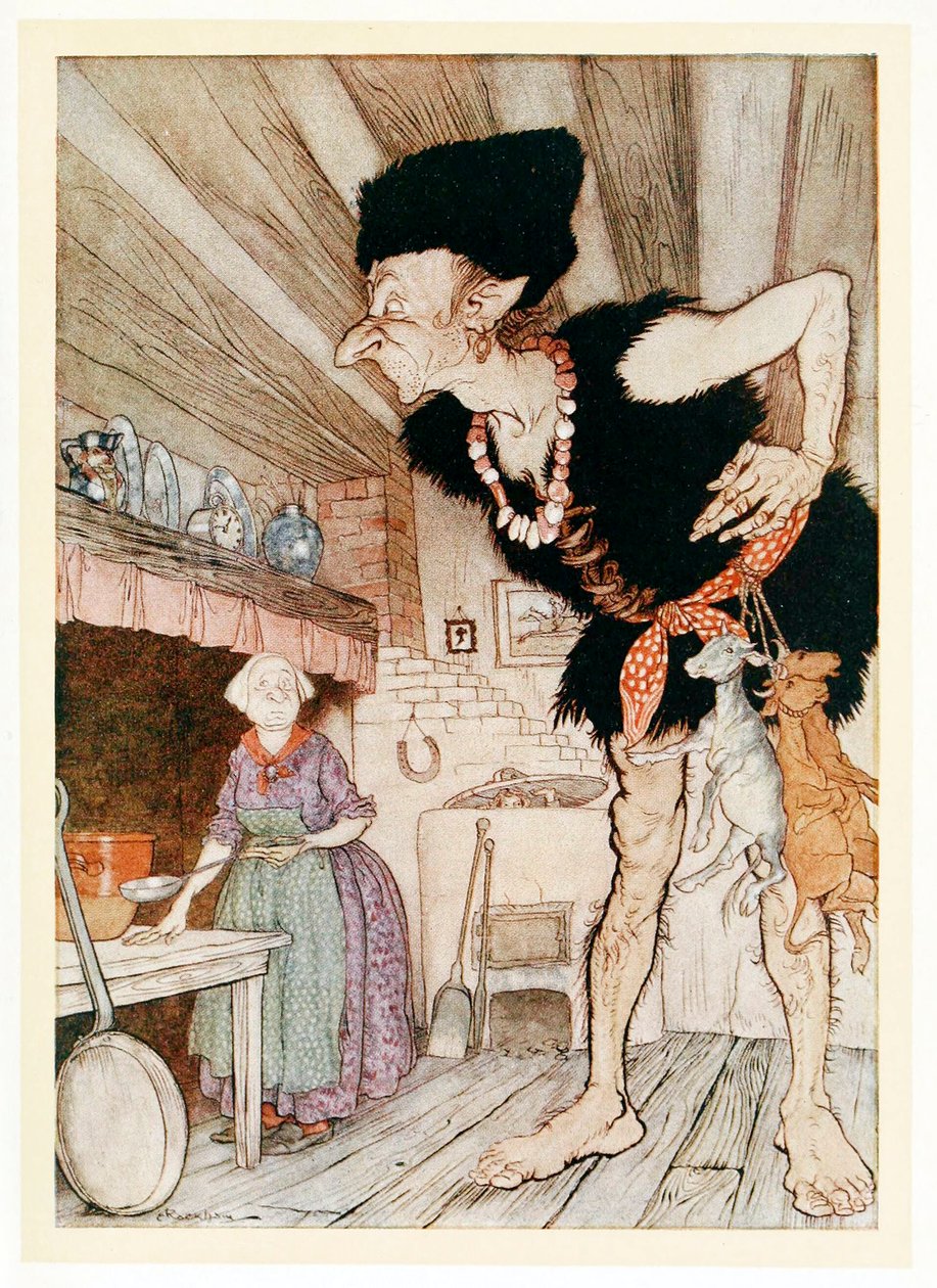 Fee-Fi-Fo-Fum, I smell the Blood of an Englishman, form English Fairy Tales, pub. 1922. av Arthur Rackham