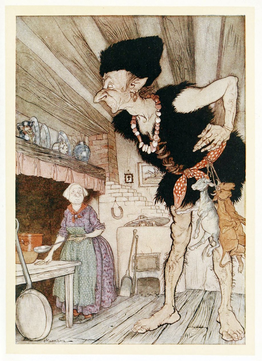 Fee-Fi-Fo-Fum, I smell the Blood of an Englishman, form English Fairy Tales, pub. 1922 av Arthur Rackham