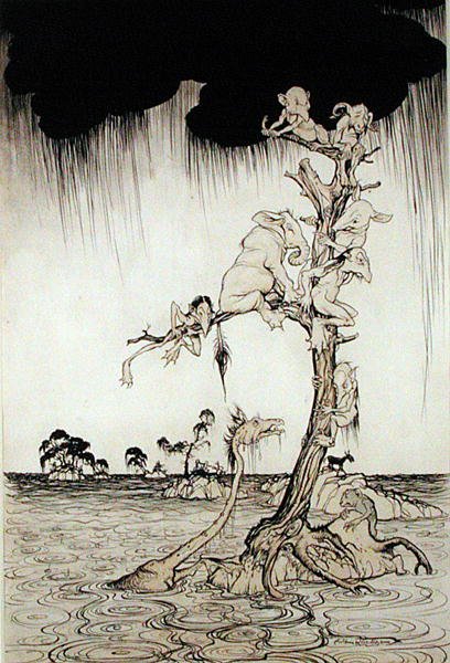 Flood (penn, blekk og akvarell på papir) av Arthur Rackham