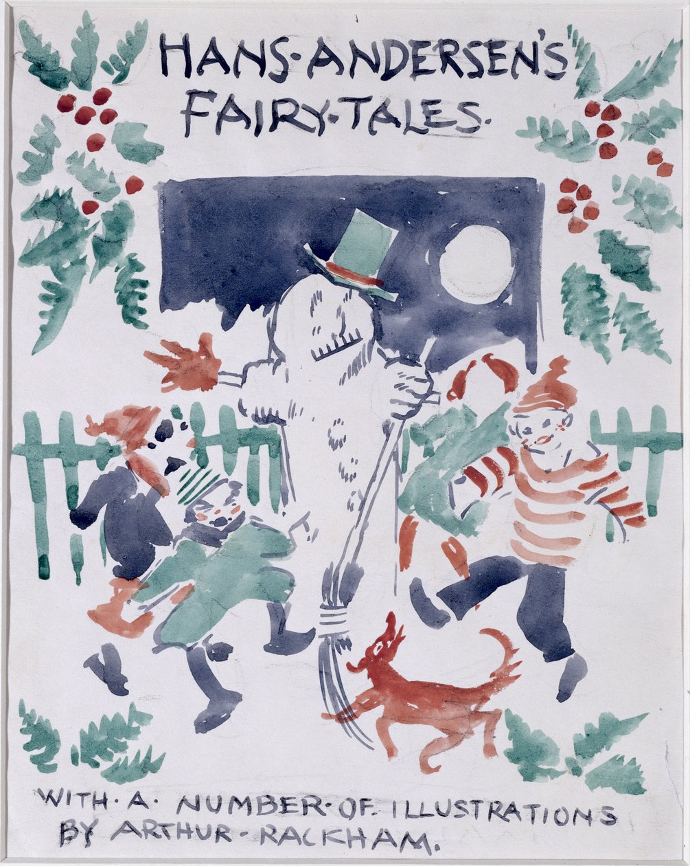 Forsideskisse til Hans Andersens Eventyr (wc på papir) av Arthur Rackham