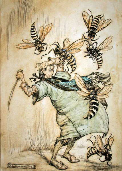Gullivers kamp med vepsene av Arthur Rackham