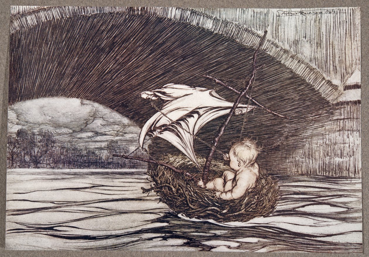 Han passerte under broen og kom i full syne av de lekre hagene, fra Peter Pan i Kensington Gardens av J M Barrie (1860 - 1937), pub. 1906 av Arthur Rackham