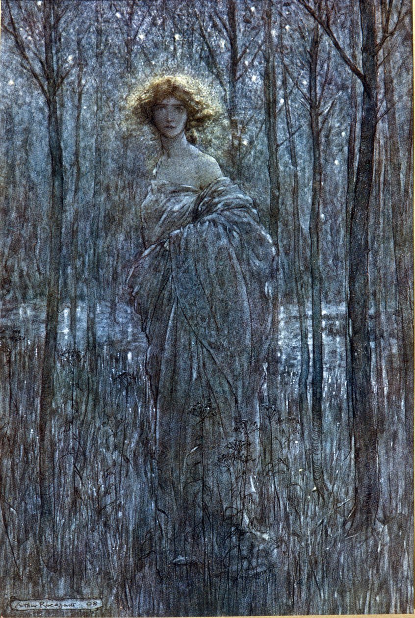 Helena: Illustrasjon av Arthur RACKHAM (1867-1939) for Drømmen om en sommernatt av William SHAKESPEARE av Arthur Rackham