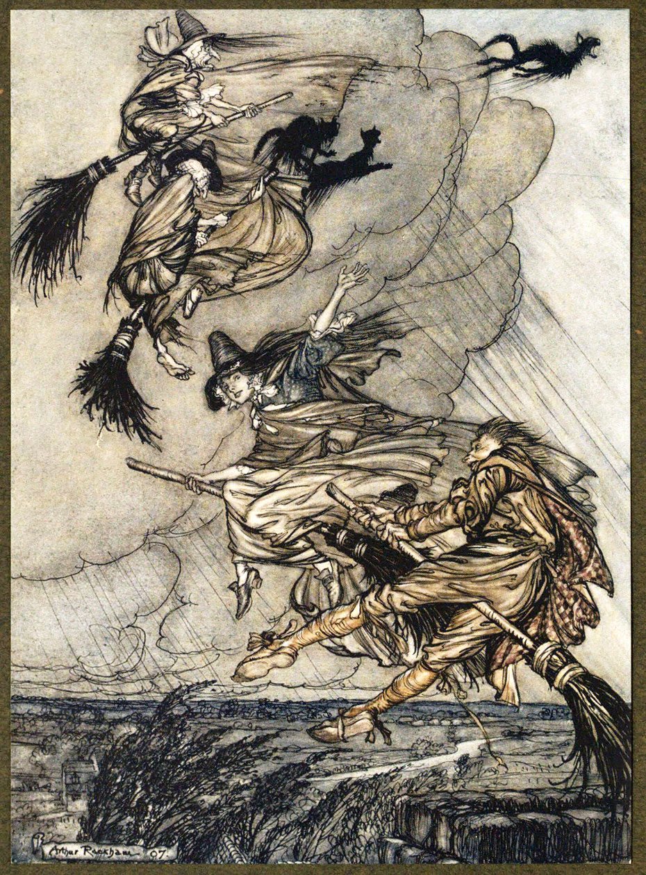 Hei! Opp i skorsteinen, jenta! Hei, etter deg!, fra The Ingoldsby Legends, pub. 1907 av Arthur Rackham