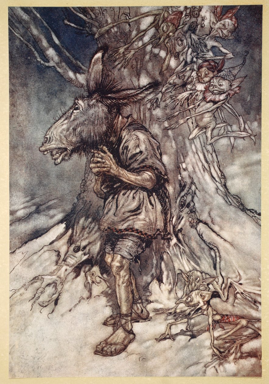 Jeg vil synge, at de skal høre I am not afraid, illustrasjon fra 'Midsummer Nights Dream' av William Shakespeare, 1908 av Arthur Rackham