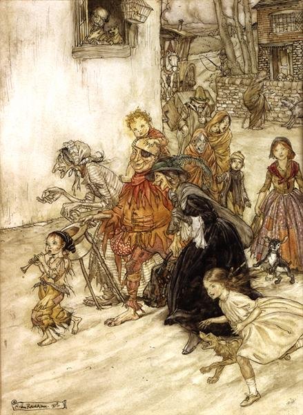 Illustrasjon til gåsmor av Arthur Rackham