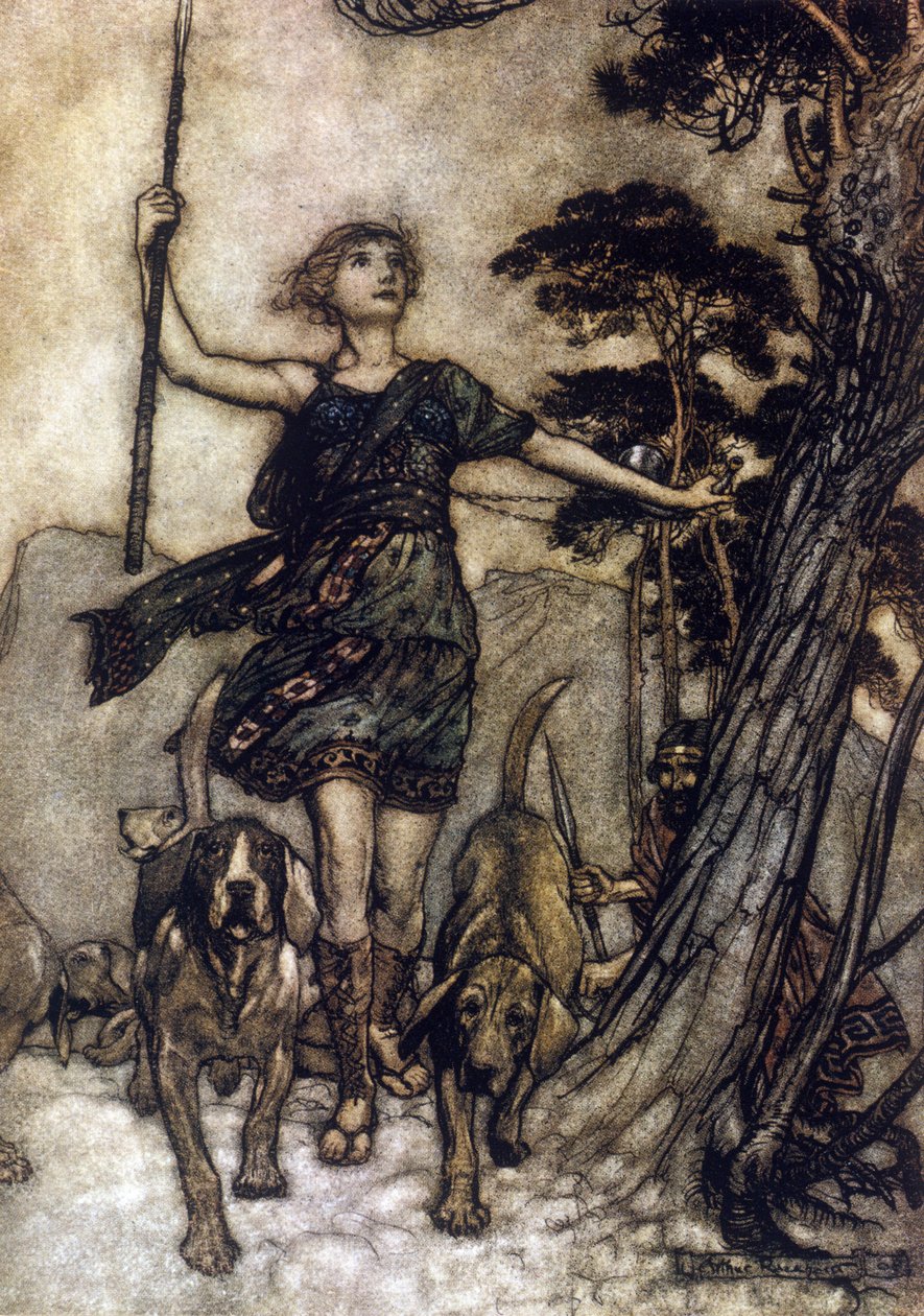 Illustrasjon av Arthur RACKHAM (1867-1939) for Drømmen om en sommernatt av William SHAKESPEARE av Arthur Rackham