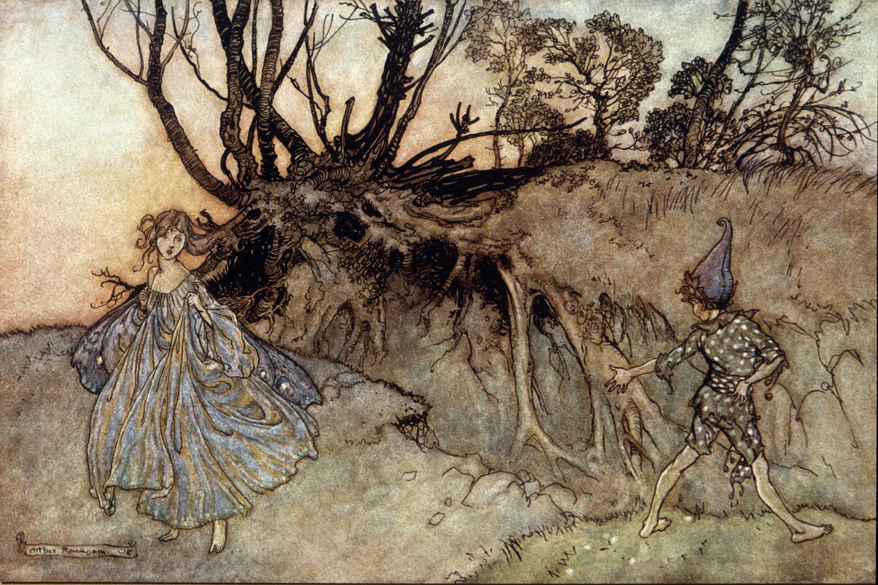 Illustrasjon av Arthur RACKHAM (1867-1939) for Drømmen om en sommernatt av William SHAKESPEARE av Arthur Rackham