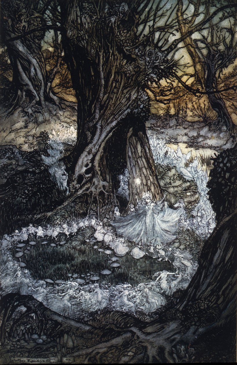 Illustrasjon av Arthur RACKHAM (1867-1939) for Drømmen om en sommernatt av William SHAKESPEARE av Arthur Rackham