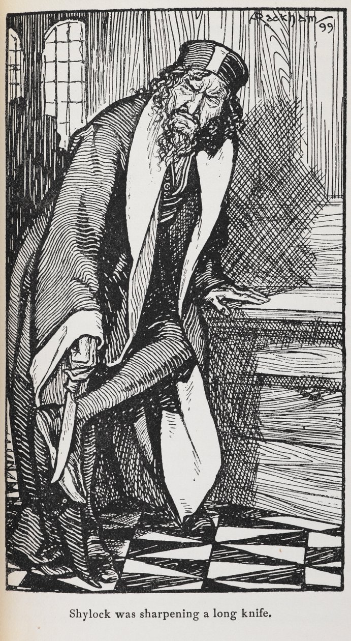 Illustrasjon av Shylock fra The Merchant of Venice av Arthur Rackham
