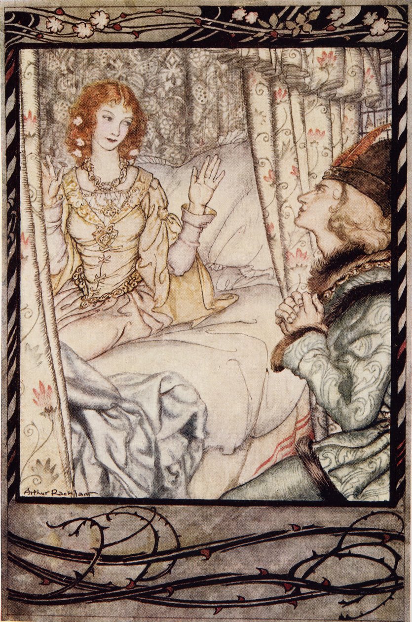 Er det deg, min prins? Jeg har ventet veldig lenge på deg, fra The Arthur Rackham Fairy Book, pub. 1933 av Arthur Rackham