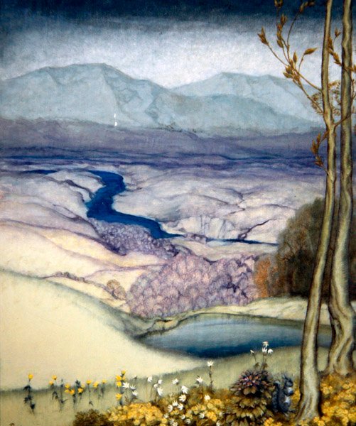 Landskap, ca. 1920 (wc på papir) av Arthur Rackham