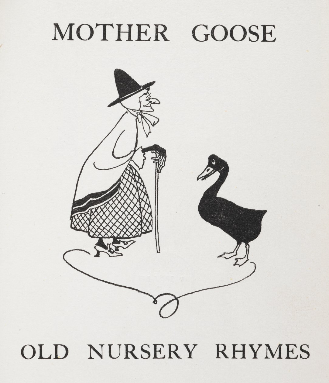 Gåsemor. Gammel dame med gås. av Arthur Rackham