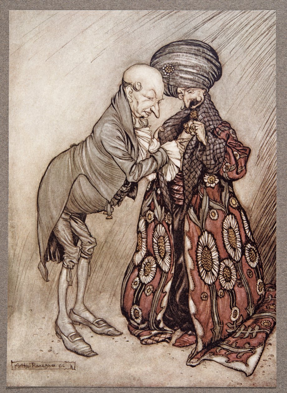 Skak det skallede hodet og mumlet, Kaldt, ganske kaldt, fra Peter Pan i Kensington Gardens av J M Barrie (1860 - 1937), pub. 1906 av Arthur Rackham