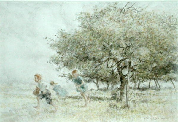 Scrumping (akvarell på papir) av Arthur Rackham