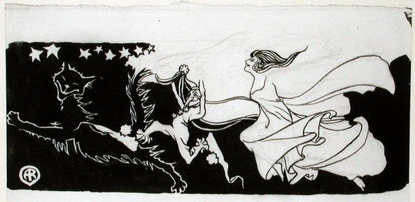 Starlight Frolics (penn og blekk på papir) av Arthur Rackham