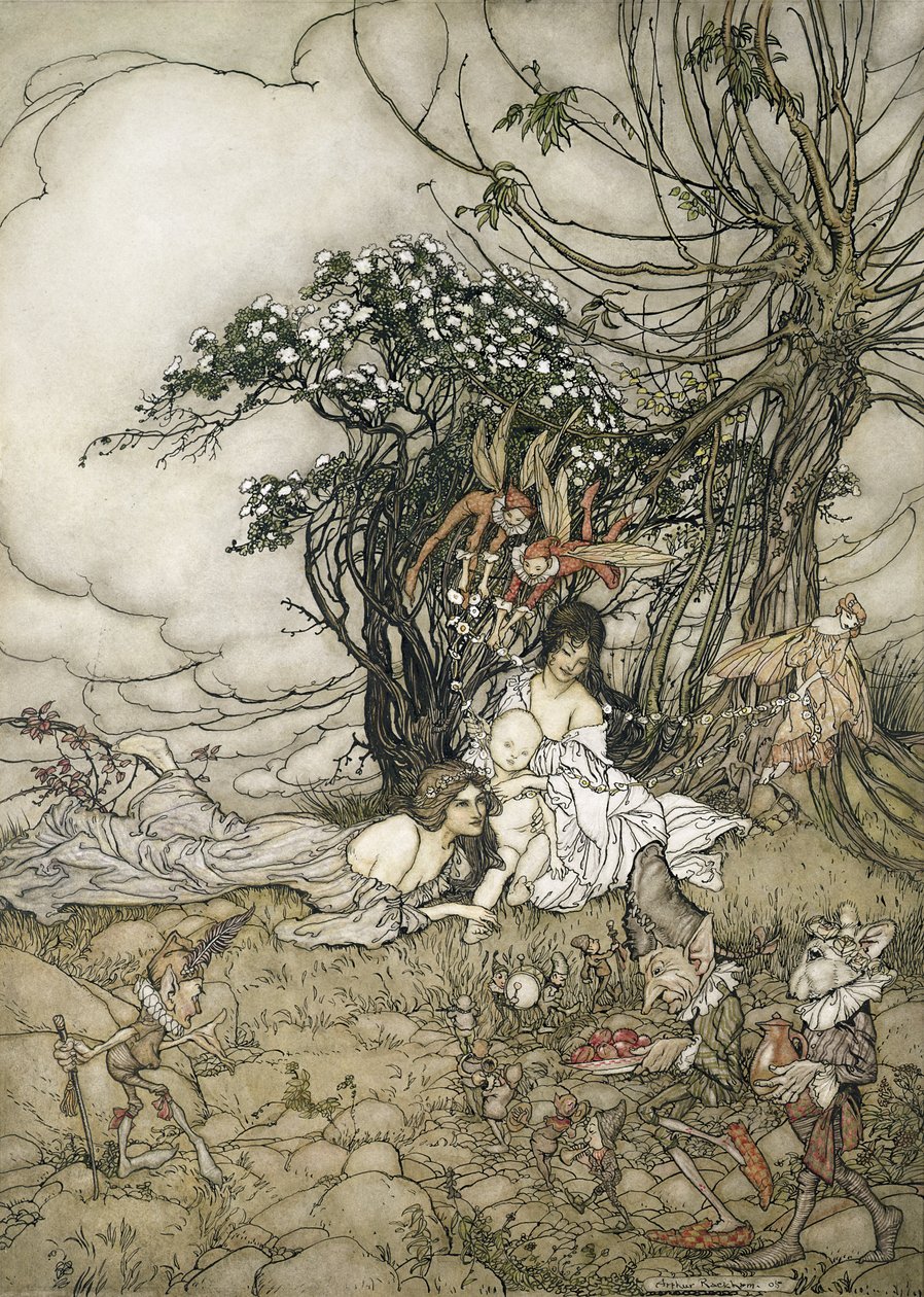 The Changeling, 1905 (wc & penn og blekk på papir) av Arthur Rackham