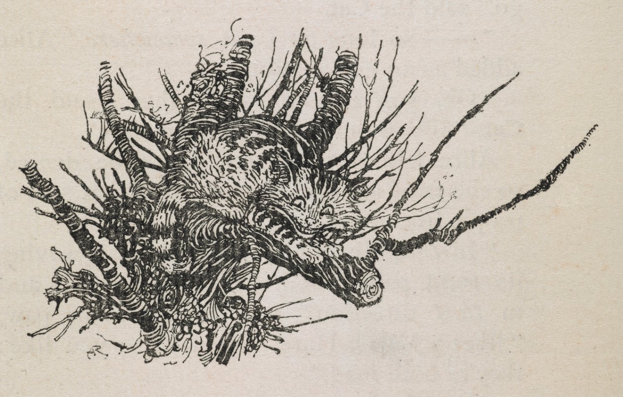 Cheshire-katten i et tre av Arthur Rackham