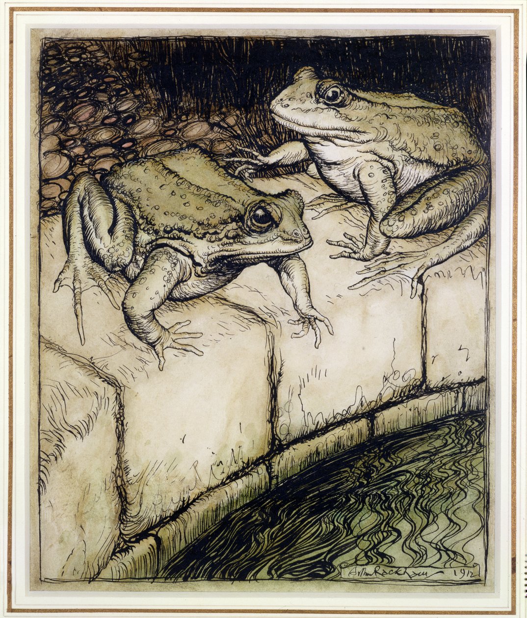 The Frogs and the Well, illustrasjon fra Aesops Fables, utgitt 1912 (penn og blekk og wc på papir) av Arthur Rackham