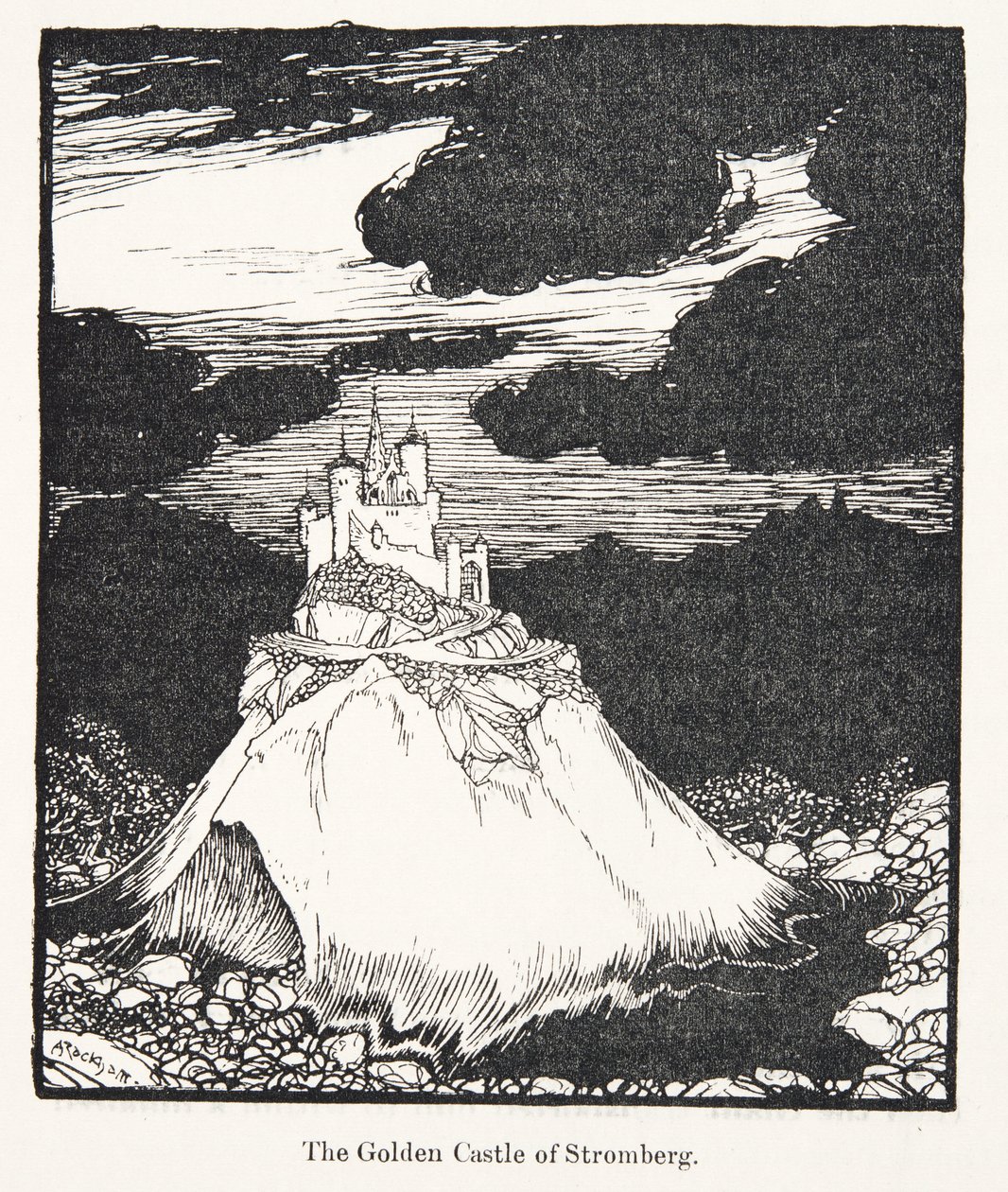 The Golden Castle of Stromberg, fra The Fairy Tales of the Brothers Grimm, pub. 1909 av Arthur Rackham