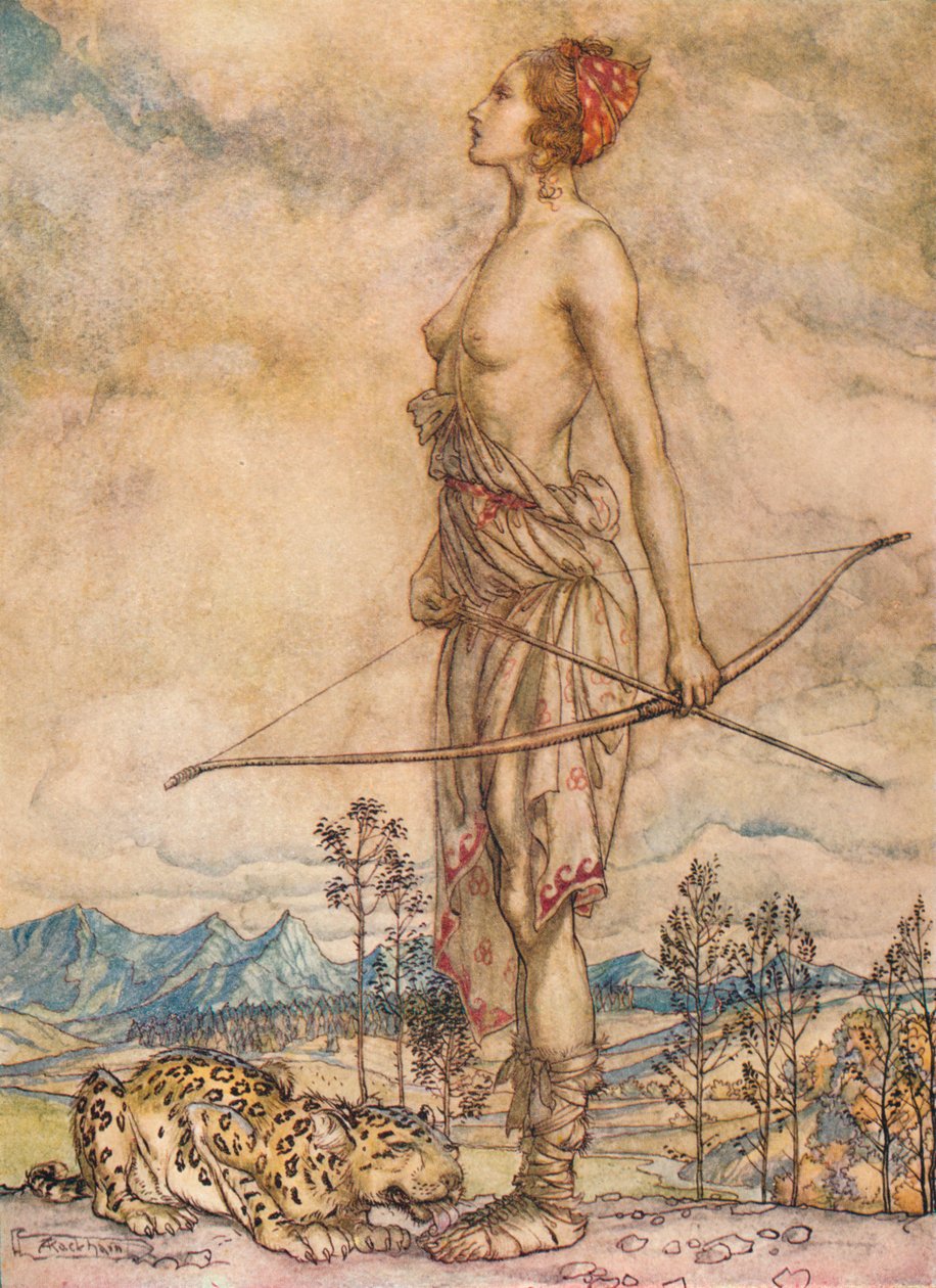 Jegerinnen Diane, ca 1920 av Arthur Rackham