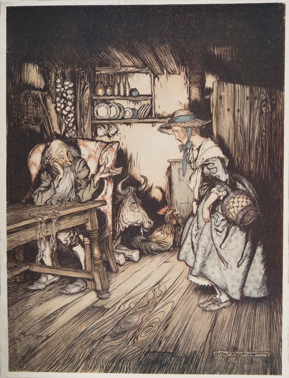 The Hut in the Forest, fra Little Brother & Little Sister and Other Tales av brødrene Grimm, pub.1917 av Arthur Rackham