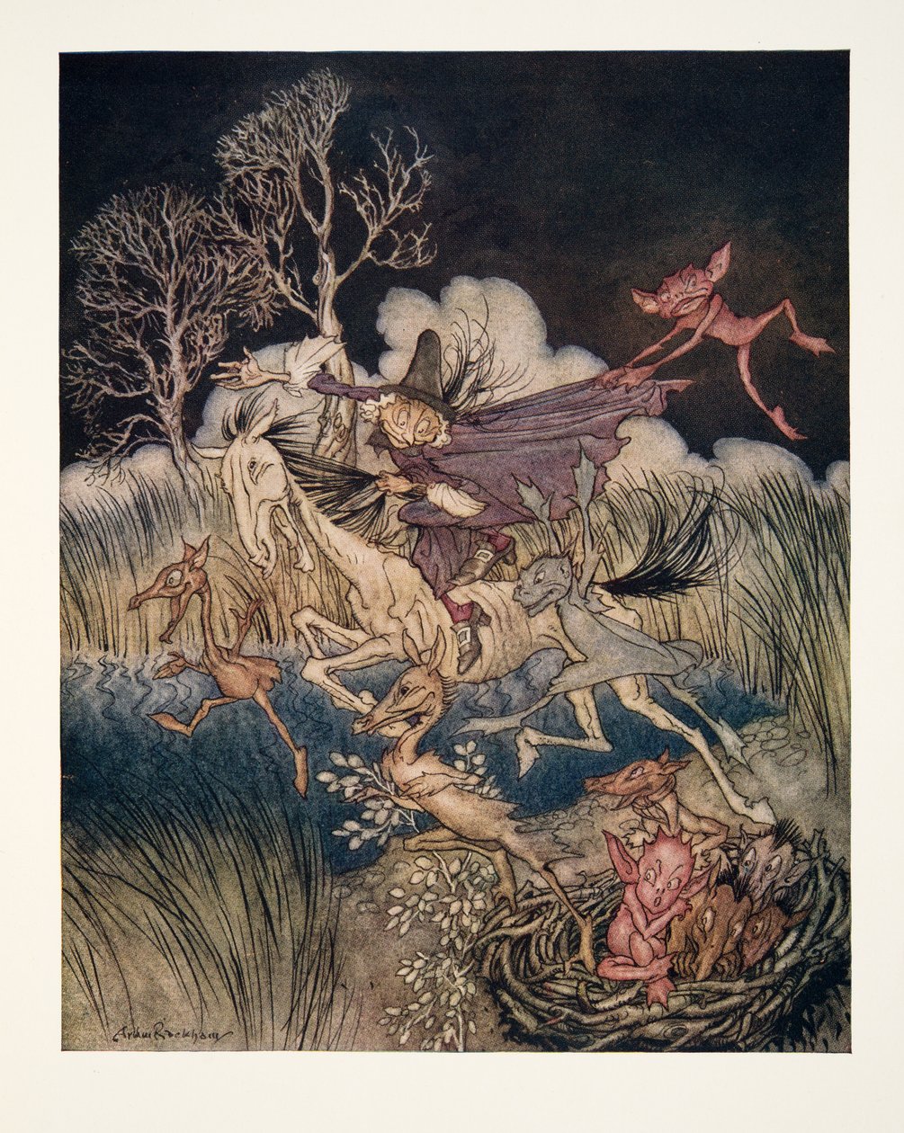 The Nightmare, med hele det nifoldige?, fra The Legend of Sleepy Hollow av Washington Irving (1783 - 1859), pub. 1928 av Arthur Rackham