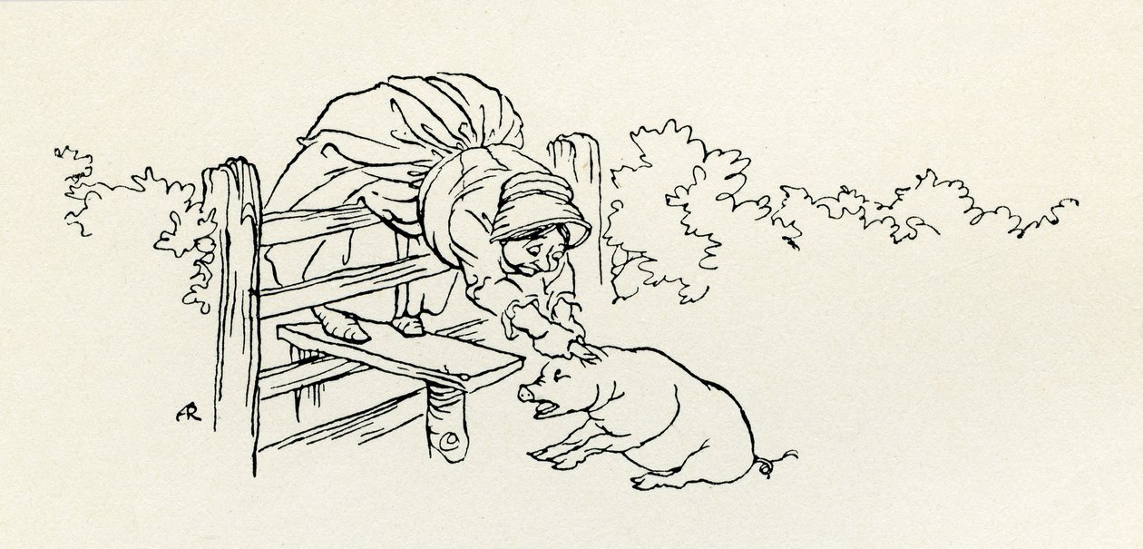 Den gamle kvinnen og grisen hennes av Arthur Rackham