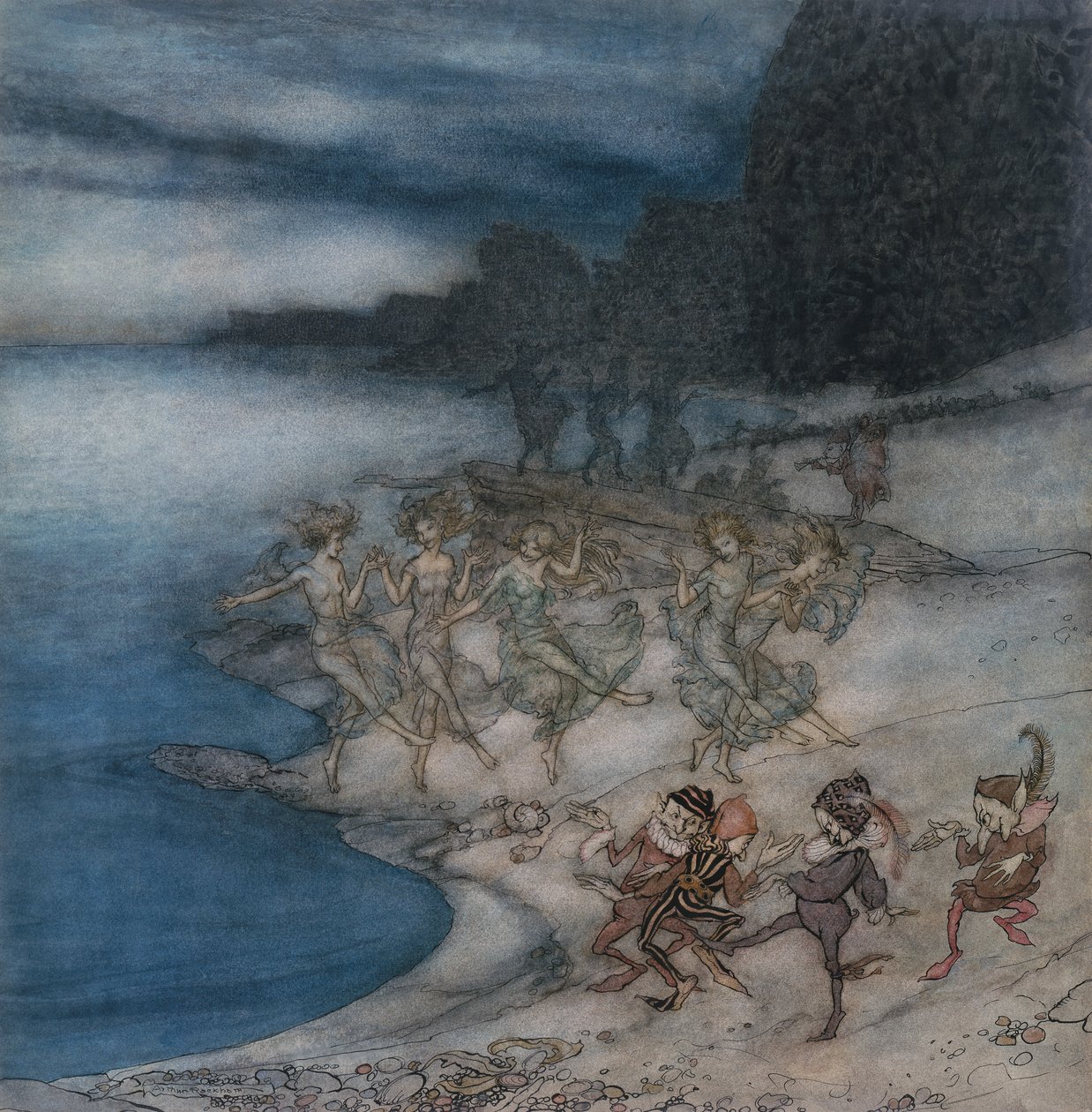 The Pert Fairies and The Dapper Elves (akvarell og penn og svart blekk) av Arthur Rackham