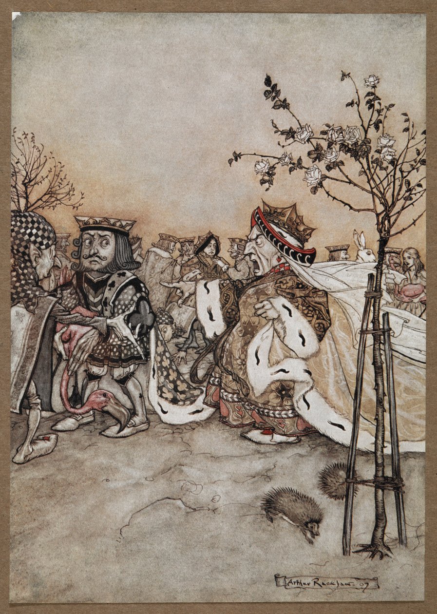 Hjertedronningen roper sint etter krokketspillet av Arthur Rackham