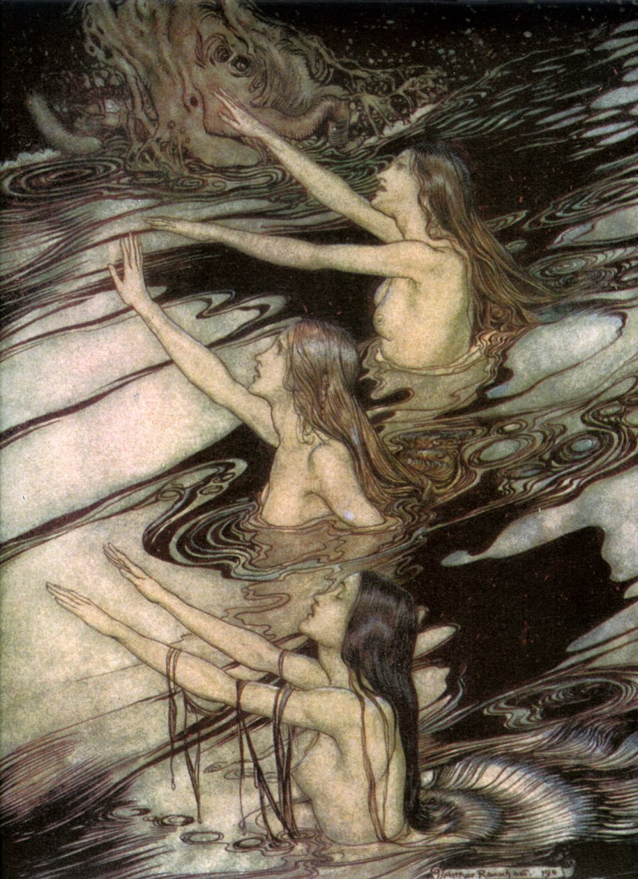 The Rhine Maidens, fra Siegfried and The Twilight of the Gods av Richard Wagner, 1911. av Arthur Rackham