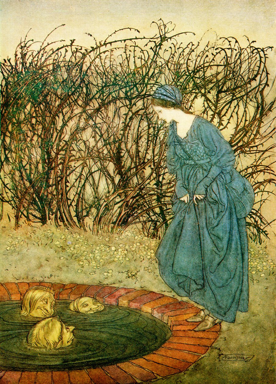 The Three Heads of the Well, fra engelske eventyr gjenfortalt av F.A. Steel, 1927 av Arthur Rackham