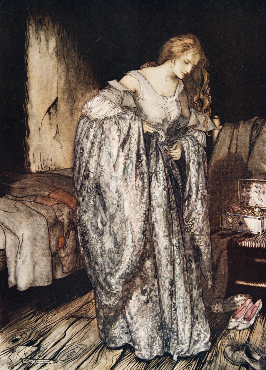 The True Sweetheart, fra Little Brother & Little Sister and Other Tales av brødrene Grimm, pub.1917 av Arthur Rackham