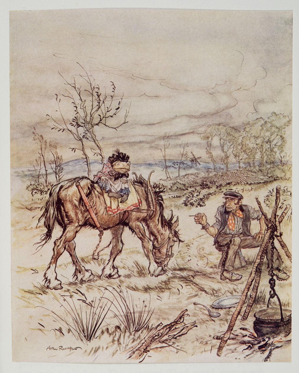 Sigøyneren sa på en uforsiktig måte Vil du selge den der hesten din?, fra Wind in the Willows av Kenneth Grahame (1859 - 1932), pub. 1940 av Arthur Rackham