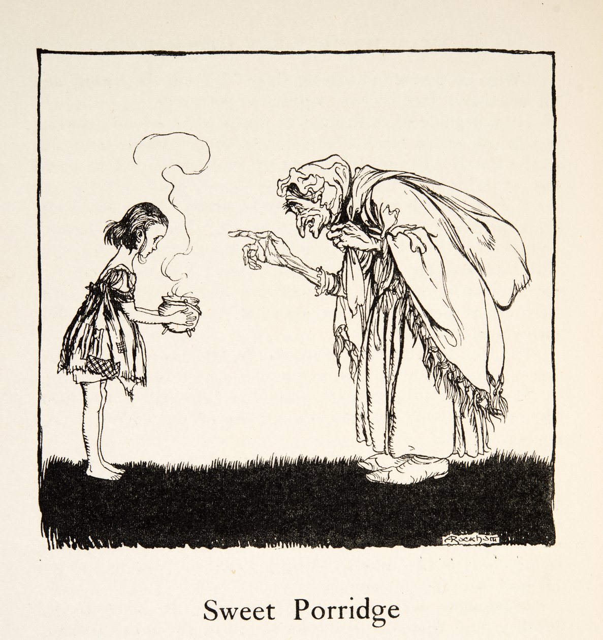 Den lille gikk og tok med seg esken, fra Little Brother & Little Sister and Other Tales av brødrene Grimm, pub.1917 (litho) av Arthur Rackham