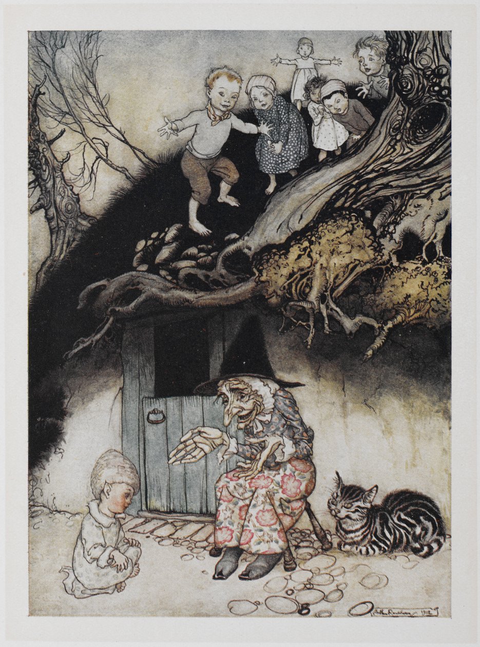 Det var en gammel kvinne som bodde under en bakke. av Arthur Rackham