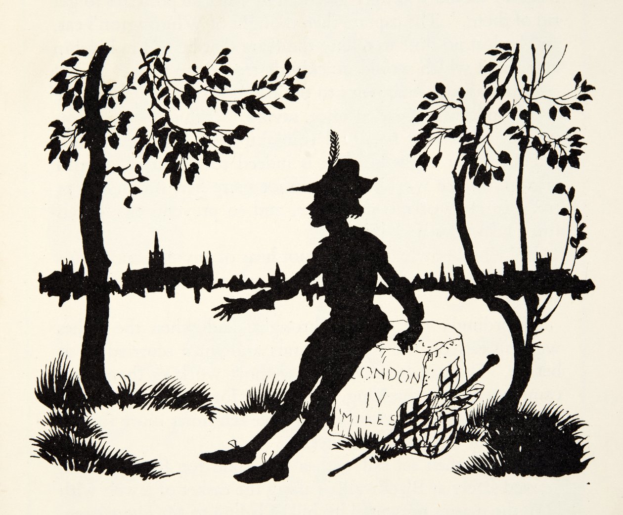 Snu igjen Whittington, tre ganger Lord Mayor of London, fra The Arthur Rackham Fairy Book, pub. 1933 av Arthur Rackham