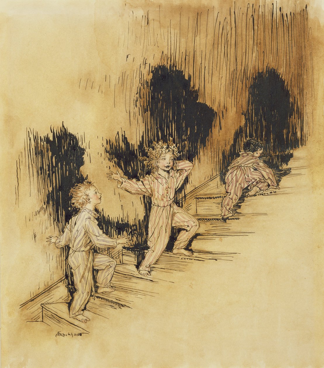 Twas the Night Before Christmas, illustrasjon fra The Night Before Christmas, av Clement C. Moore, 1931 (penn og blekk & wc på papir) av Arthur Rackham