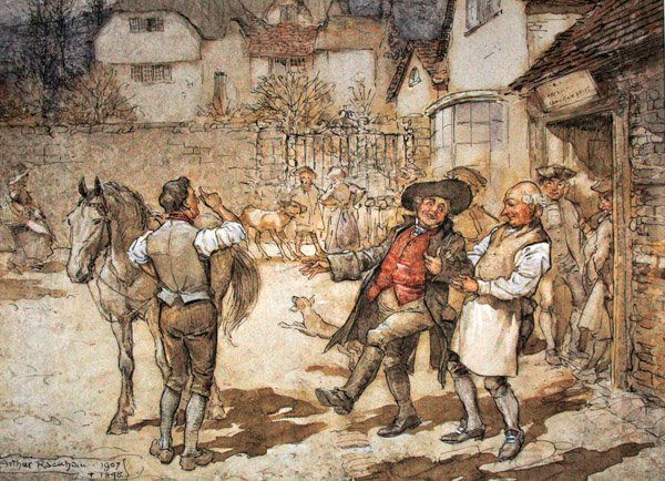 Når et sår av søyer hadde gitt en rimelig fortjeneste (penn & blekk og akvarell på papir) av Arthur Rackham