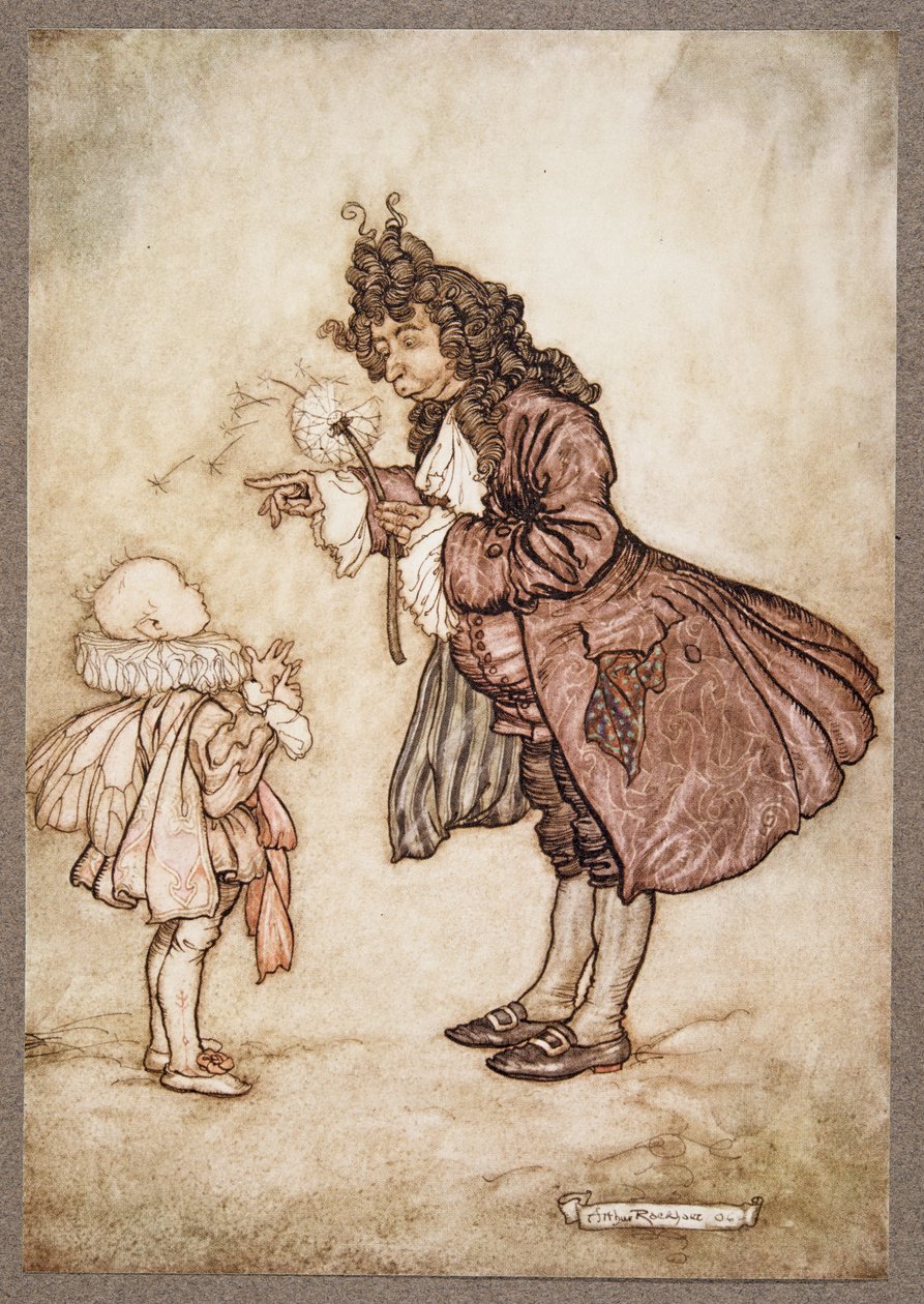 Når hennes Majestet vil vite tiden, fra Peter Pan i Kensington Gardens av J M Barrie (1860 - 1937), pub. 1906 av Arthur Rackham