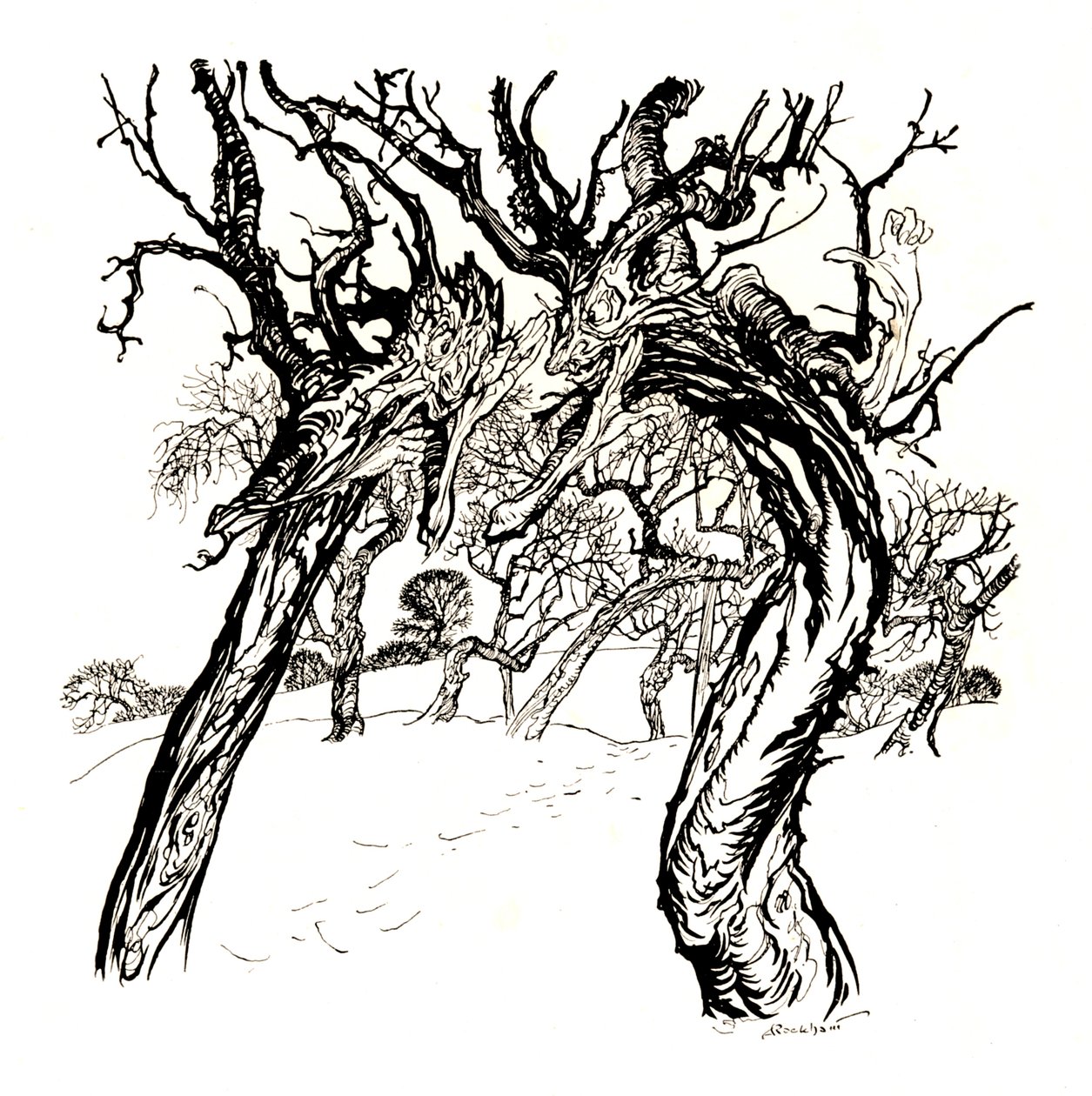 Hviskende trær, fra en tallerken med epler, 1917, 1923 av Arthur Rackham