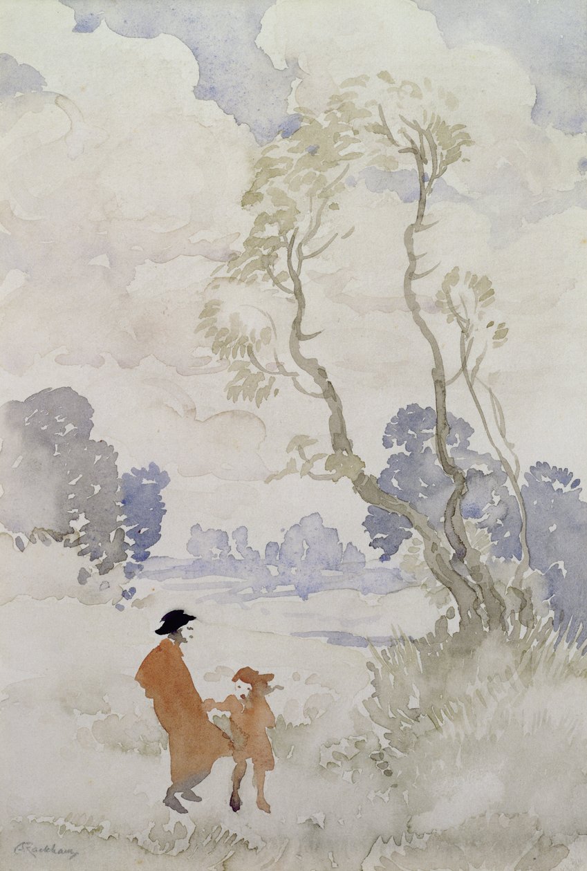 Vindfull dag (wc på papir) av Arthur Rackham