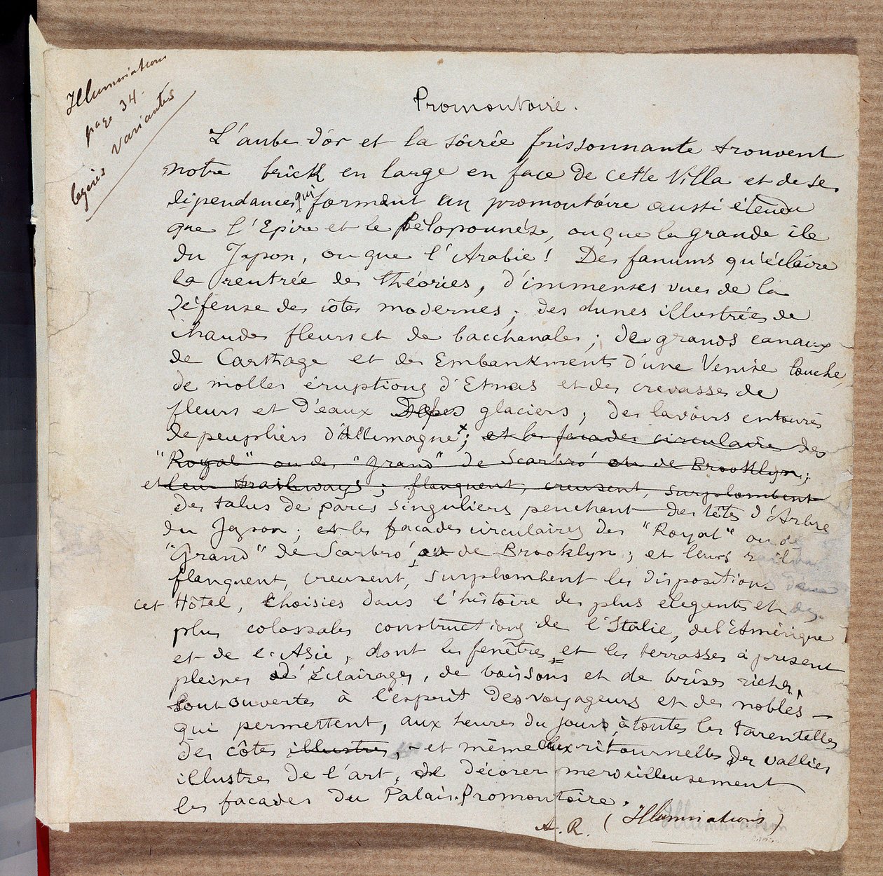 Manuskript til diktet "" Promonttoire"" av Arthur Rimbaud av Arthur Rimbaud