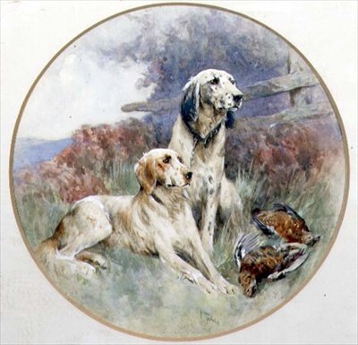 Et par settere som vokter en rypeskinne av Arthur Wardle