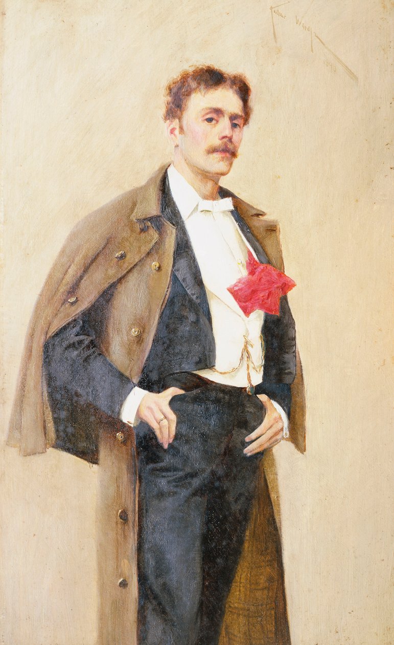 Arthur Wardle av seg selv (olje på panel) av Arthur Wardle